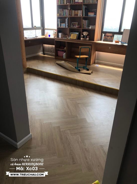Sàn nhựa hèm khóa lắp kiểu xương cá