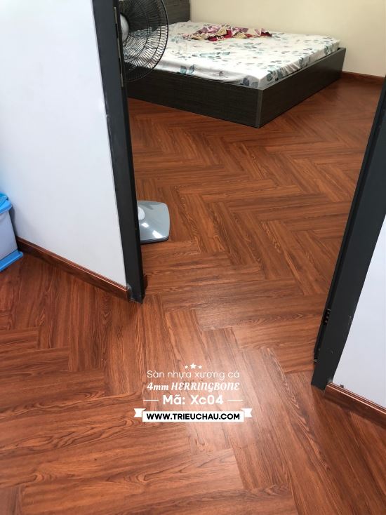 Sàn nhựa hèm khóa lắp kiểu xương cá
