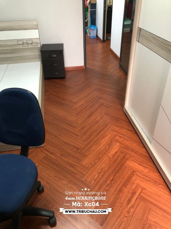 Sàn nhựa hèm khóa lắp kiểu xương cá